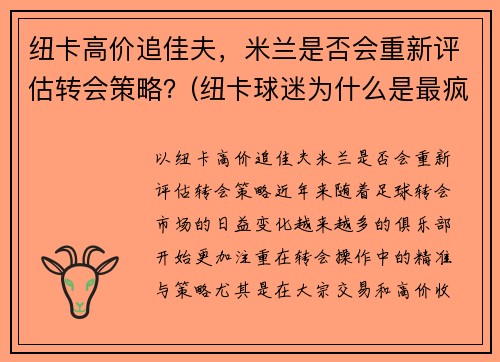 纽卡高价追佳夫，米兰是否会重新评估转会策略？(纽卡球迷为什么是最疯狂的球迷)